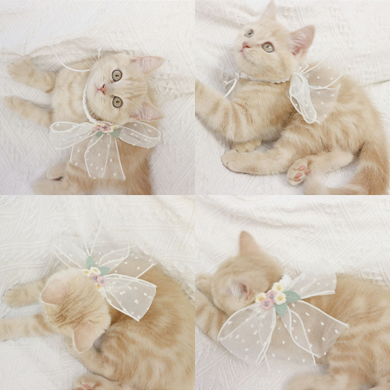 KFX-0712637 Elegant Pet Necklace Bow Tie Jewelry for Small Dogs in Pink or Blue Beige