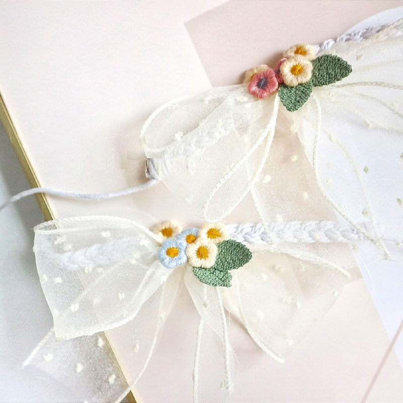 KFX-0712637 Elegant Pet Necklace Bow Tie Jewelry for Small Dogs in Pink or Blue Beige