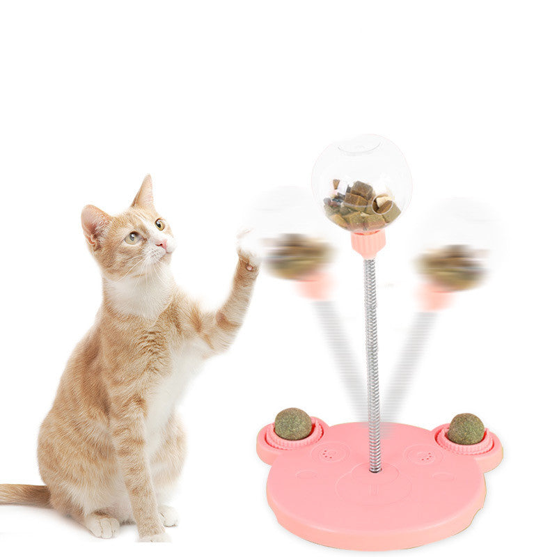 KFX-0714173 Interactive Cat Food Dispenser Ball with Suction Cup Base - Puzzle Toy for Engaging Feeding Play