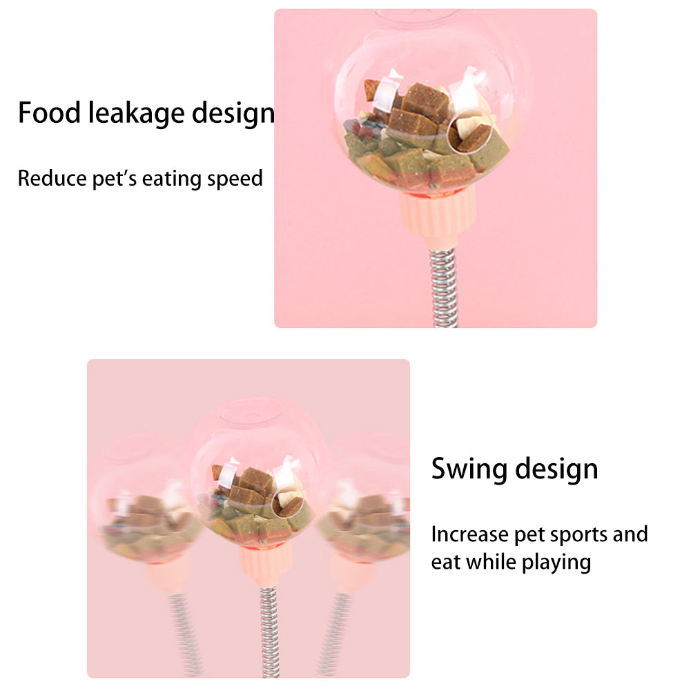 KFX-0714173 Interactive Cat Food Dispenser Ball with Suction Cup Base - Puzzle Toy for Engaging Feeding Play