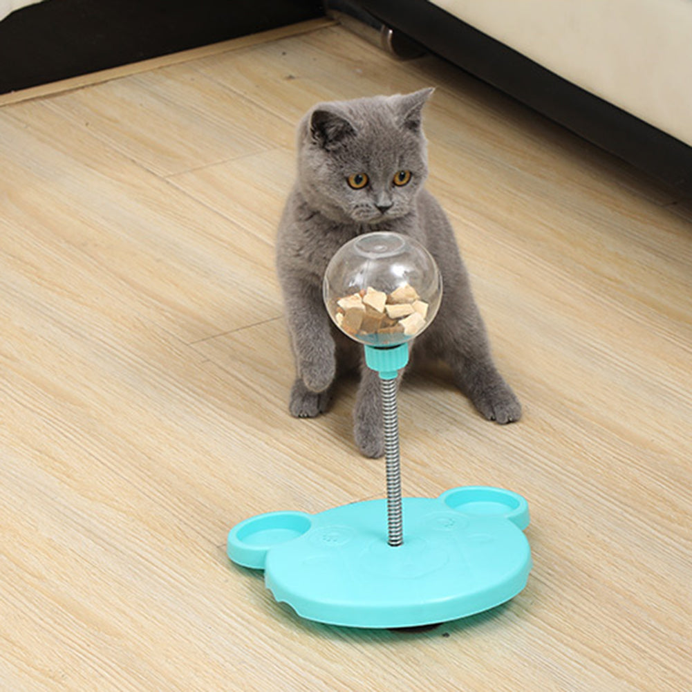 KFX-0714173 Interactive Cat Food Dispenser Ball with Suction Cup Base - Puzzle Toy for Engaging Feeding Play