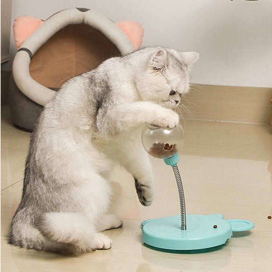 KFX-0714173 Interactive Cat Food Dispenser Ball with Suction Cup Base - Puzzle Toy for Engaging Feeding Play