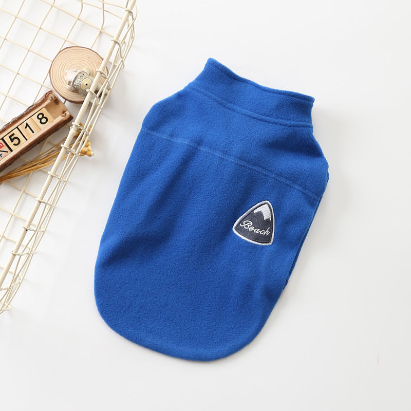 KFX-0715453 Solid Color Polyester Zipper Coat for Dogs - Casual Style, Available in Blue and Red