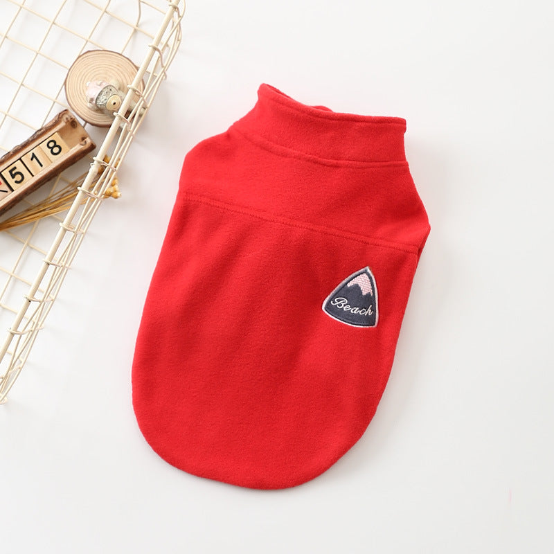 KFX-0715453 Solid Color Polyester Zipper Coat for Dogs - Casual Style, Available in Blue and Red