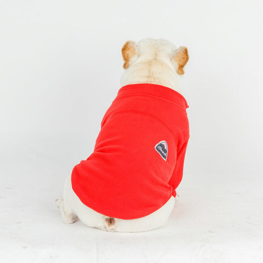 KFX-0715453 Solid Color Polyester Zipper Coat for Dogs - Casual Style, Available in Blue and Red