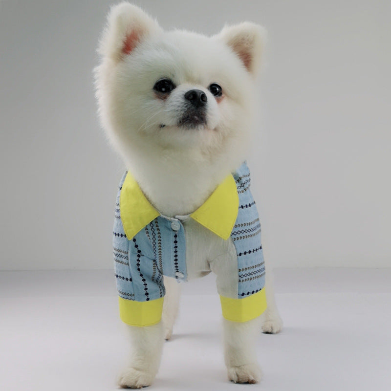 KFX-0716733 Comfortable Cotton Pet Shirt in Blue – Leisure Style for All Sizes: XS to 2XL