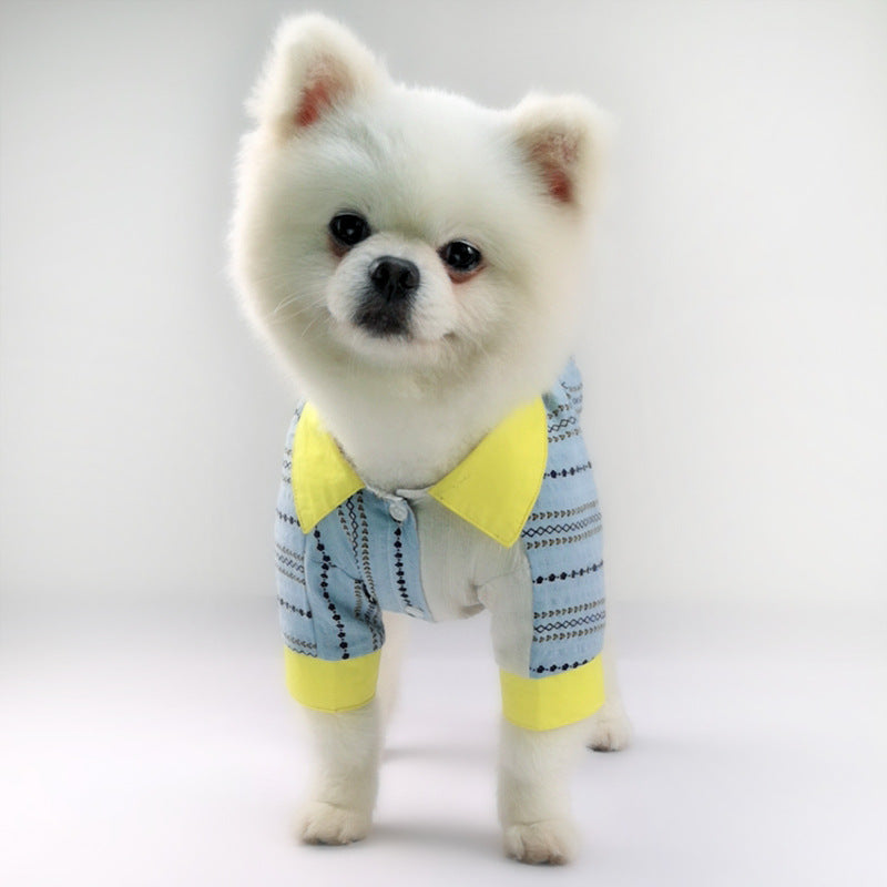 KFX-0716733 Comfortable Cotton Pet Shirt in Blue – Leisure Style for All Sizes: XS to 2XL