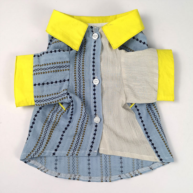 KFX-0716733 Comfortable Cotton Pet Shirt in Blue – Leisure Style for All Sizes: XS to 2XL