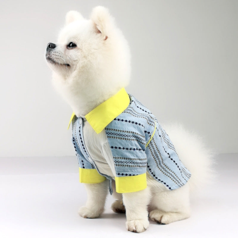 KFX-0716733 Comfortable Cotton Pet Shirt in Blue – Leisure Style for All Sizes: XS to 2XL