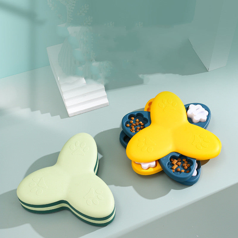 KFX-0716989 Interactive Whirlwind Slow Feeder Dog Educational Toy in Yellow and Blue