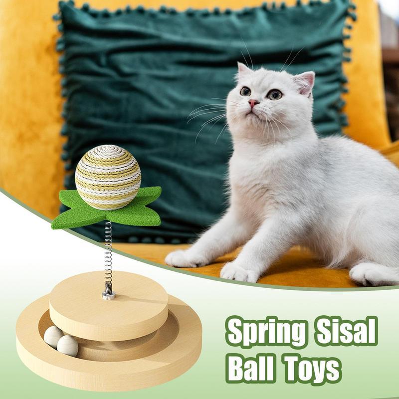 KFX-0717629 Sisal Cat Toy with Ball Track and 360-Degree Movement for Interactive Play and Exercise