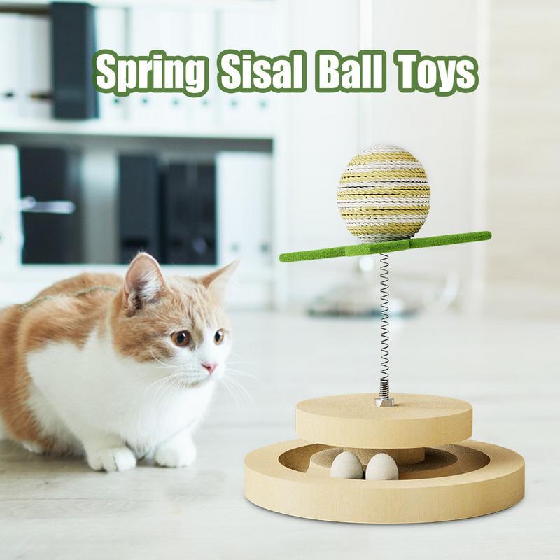 KFX-0717629 Sisal Cat Toy with Ball Track and 360-Degree Movement for Interactive Play and Exercise