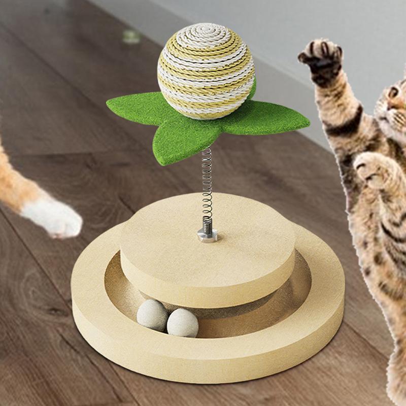 KFX-0717629 Sisal Cat Toy with Ball Track and 360-Degree Movement for Interactive Play and Exercise
