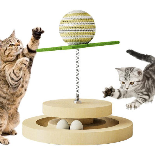 KFX-0717629 Sisal Cat Toy with Ball Track and 360-Degree Movement for Interactive Play and Exercise