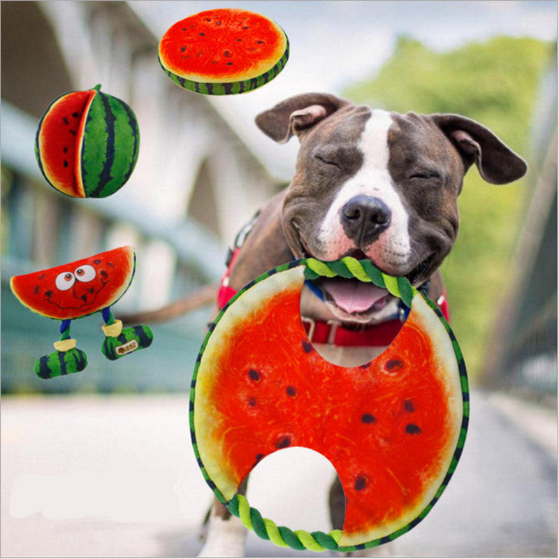 KFX-0717757 Cotton Rope Watermelon Pet Chew Toy for Puppies - Soft and Durable Sounding Design