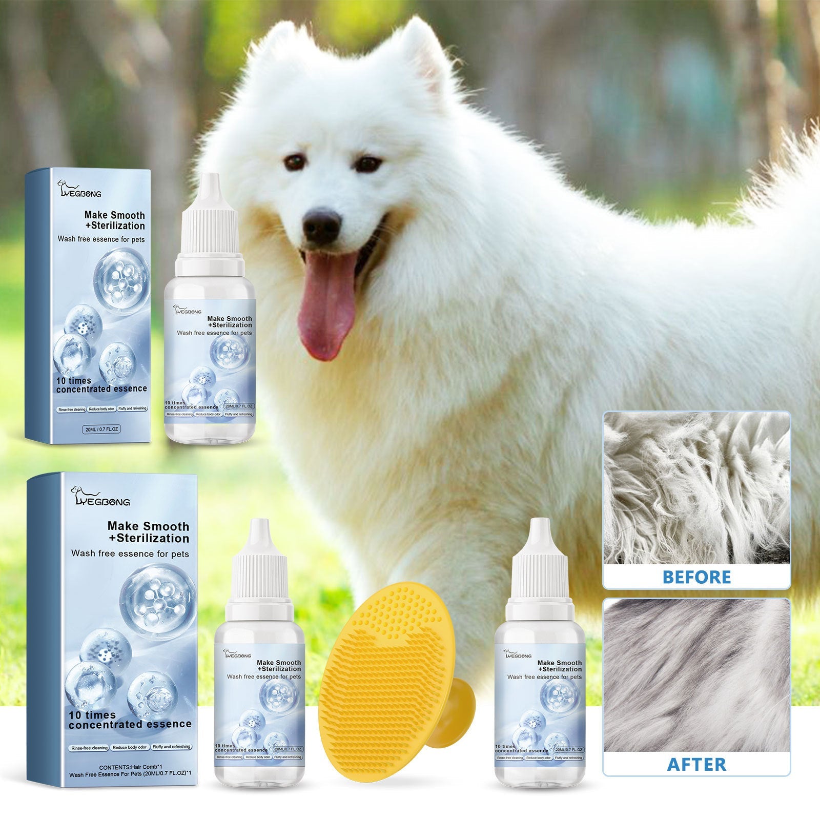 KFX-0718013 Wash-Free Essence for Dogs and Cats - 20ml Bottle with Natural Ingredients