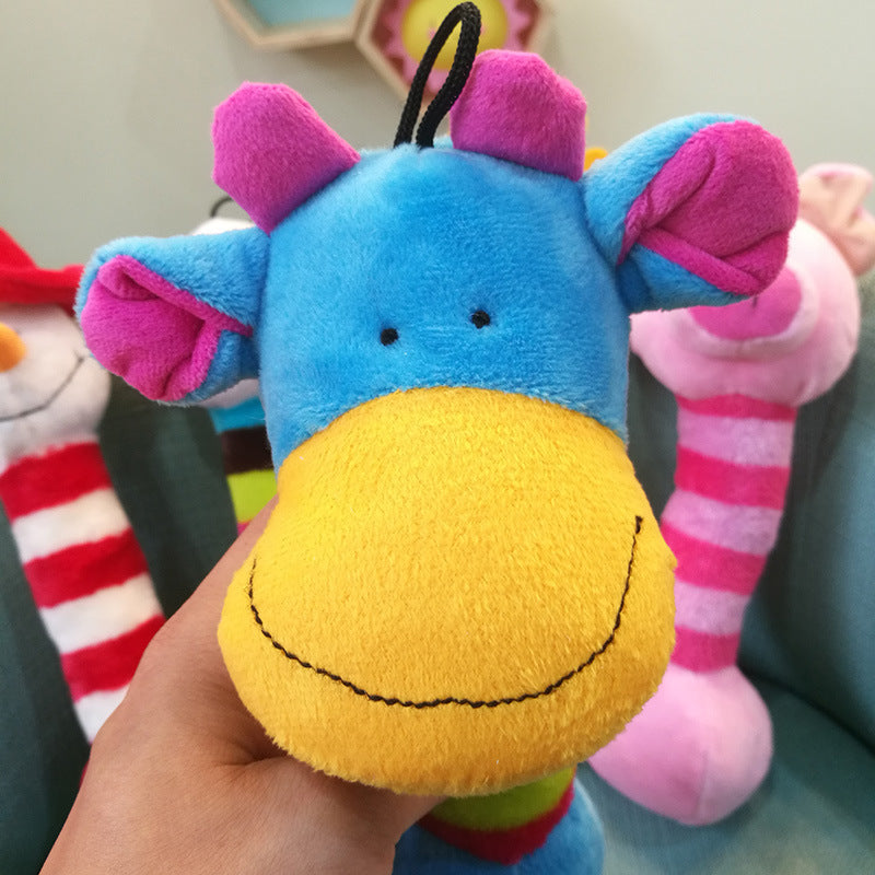 KFX-0718781 Plush Chewable Duck Toy for Pets - Soft Rattle and Lollipop Design