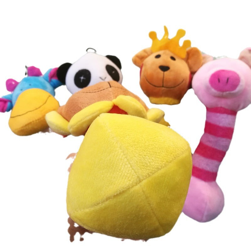 KFX-0718781 Plush Chewable Duck Toy for Pets - Soft Rattle and Lollipop Design