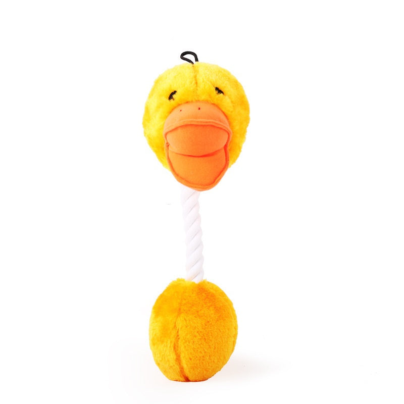 KFX-0718781 Plush Chewable Duck Toy for Pets - Soft Rattle and Lollipop Design