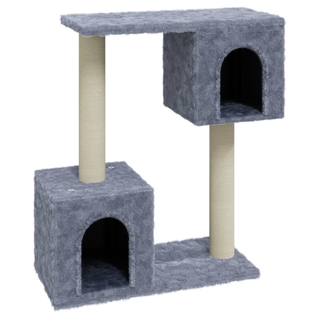 KFX-0719421 Cat Tree with Scratching Posts and Hideaway House - Light Gray, 60 cm Tall