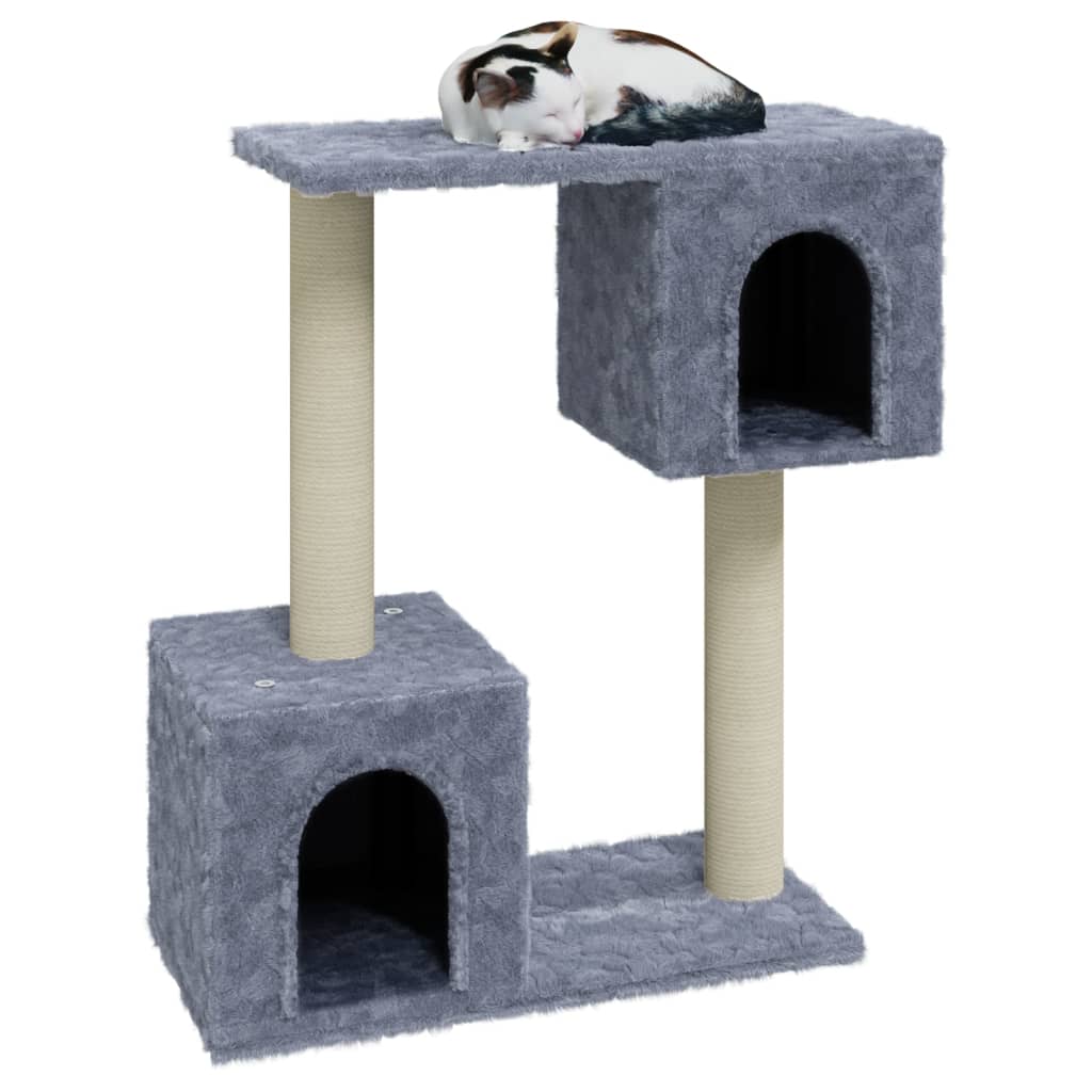 KFX-0719421 Cat Tree with Scratching Posts and Hideaway House - Light Gray, 60 cm Tall