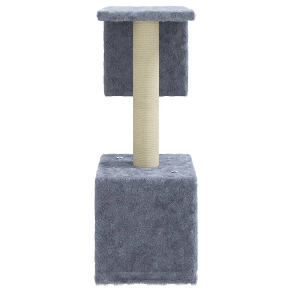KFX-0719421 Cat Tree with Scratching Posts and Hideaway House - Light Gray, 60 cm Tall