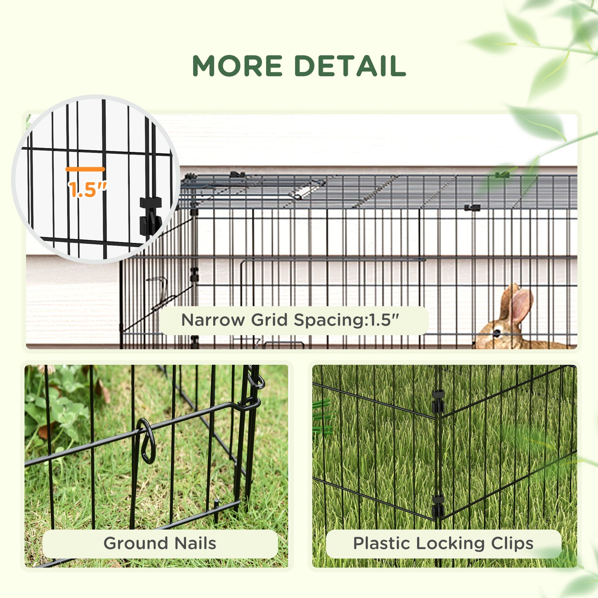 KFX-0719805 Green Metal Small Animal Playpen with Shade Roof for Indoor and Outdoor Use, Suitable for Rabbits, Chickens, and Chinchillas