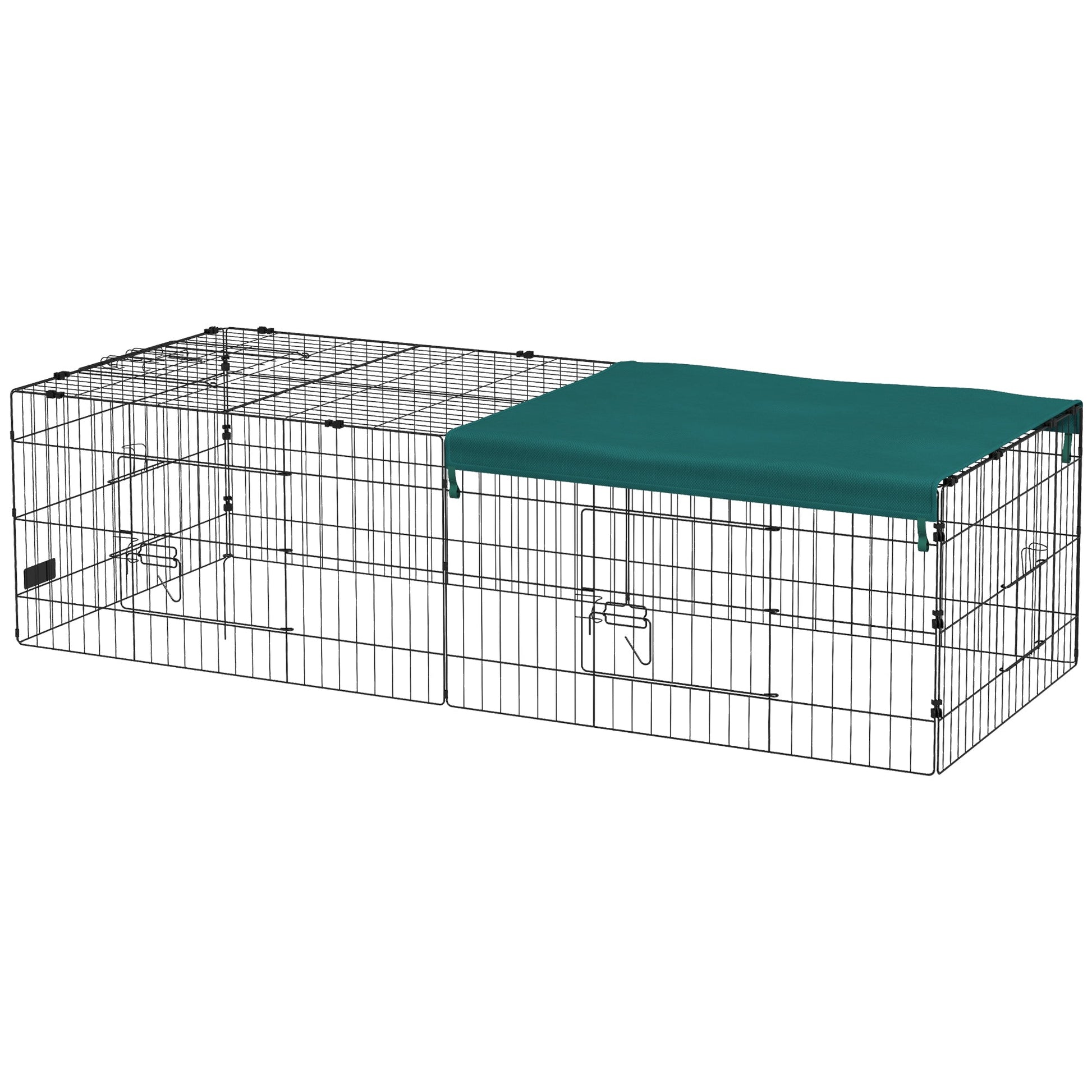 KFX-0719805 Green Metal Small Animal Playpen with Shade Roof for Indoor and Outdoor Use, Suitable for Rabbits, Chickens, and Chinchillas