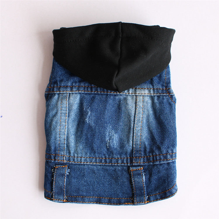 KFX-0721213 Knitted Denim Hooded Pet Clothes in Red, Black, and White - Casual Style for All Pets