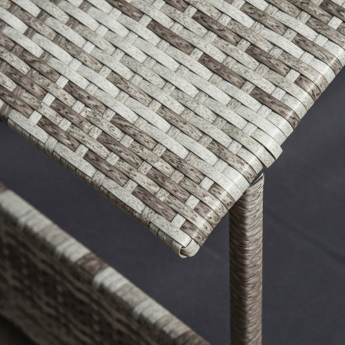 KFX-0721597 Rattan Outdoor Dog House with Canopy for Small and Medium Dogs, Waterproof Cushion, Cream Color