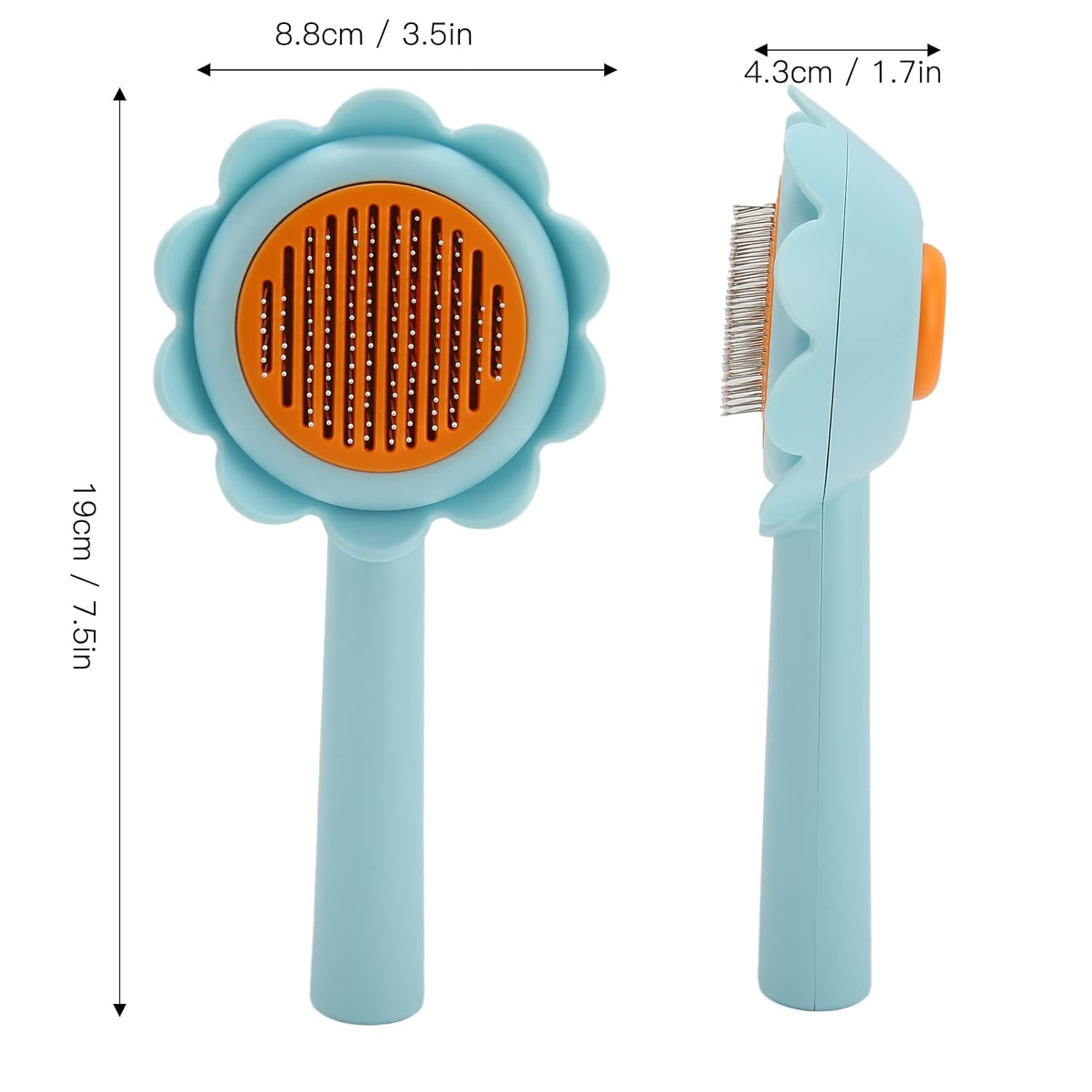 KFX-0723389 Flower-Shaped Self-Cleaning Cat and Dog Grooming Brush with Stainless Steel Bristles