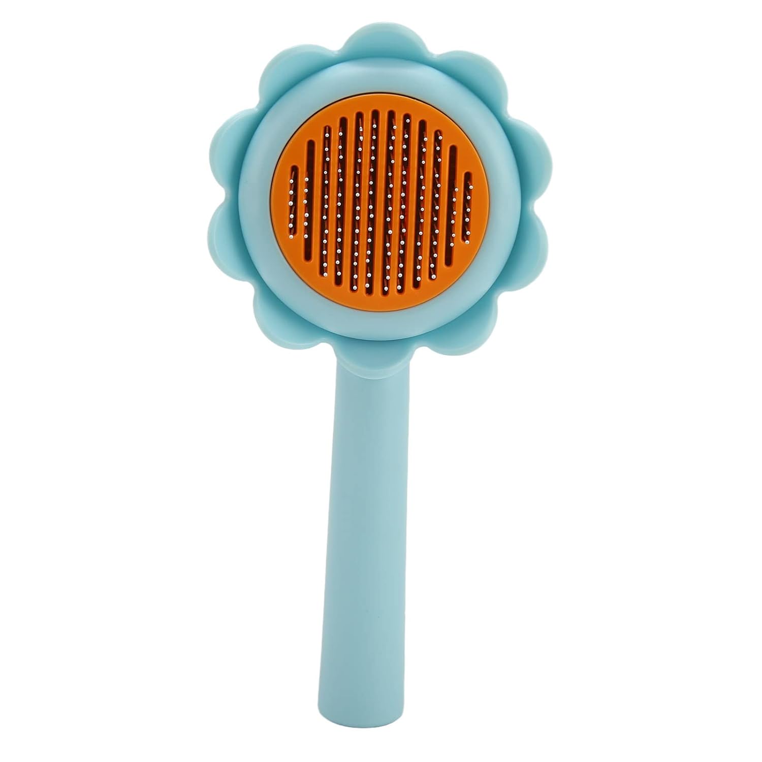 KFX-0723389 Flower-Shaped Self-Cleaning Cat and Dog Grooming Brush with Stainless Steel Bristles