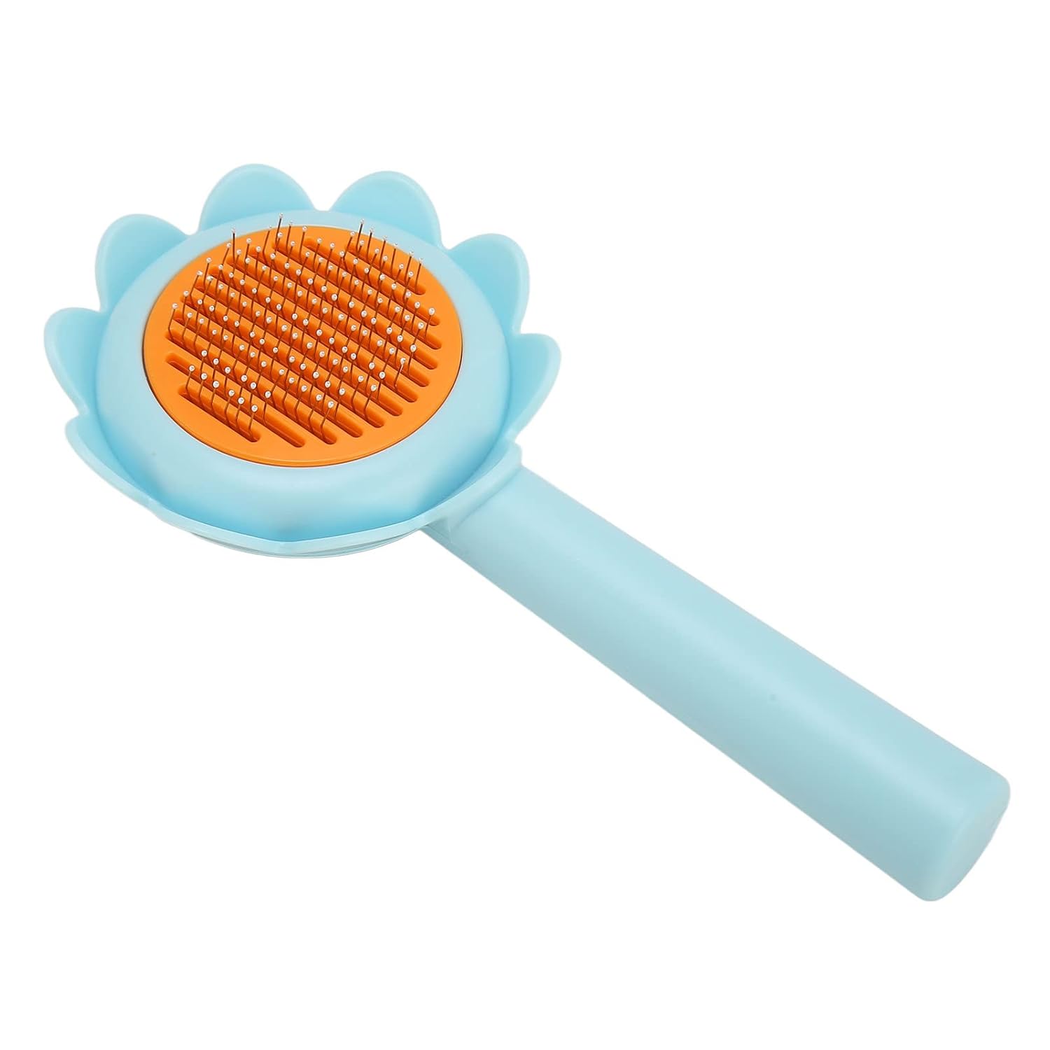 KFX-0723389 Flower-Shaped Self-Cleaning Cat and Dog Grooming Brush with Stainless Steel Bristles