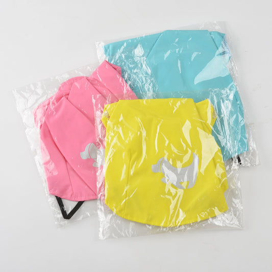 KFX-0723517 Puppy Print Raincoat for Dogs - Waterproof and Lightweight, Available in Yellow, Blue, Pink Sizes S to XL