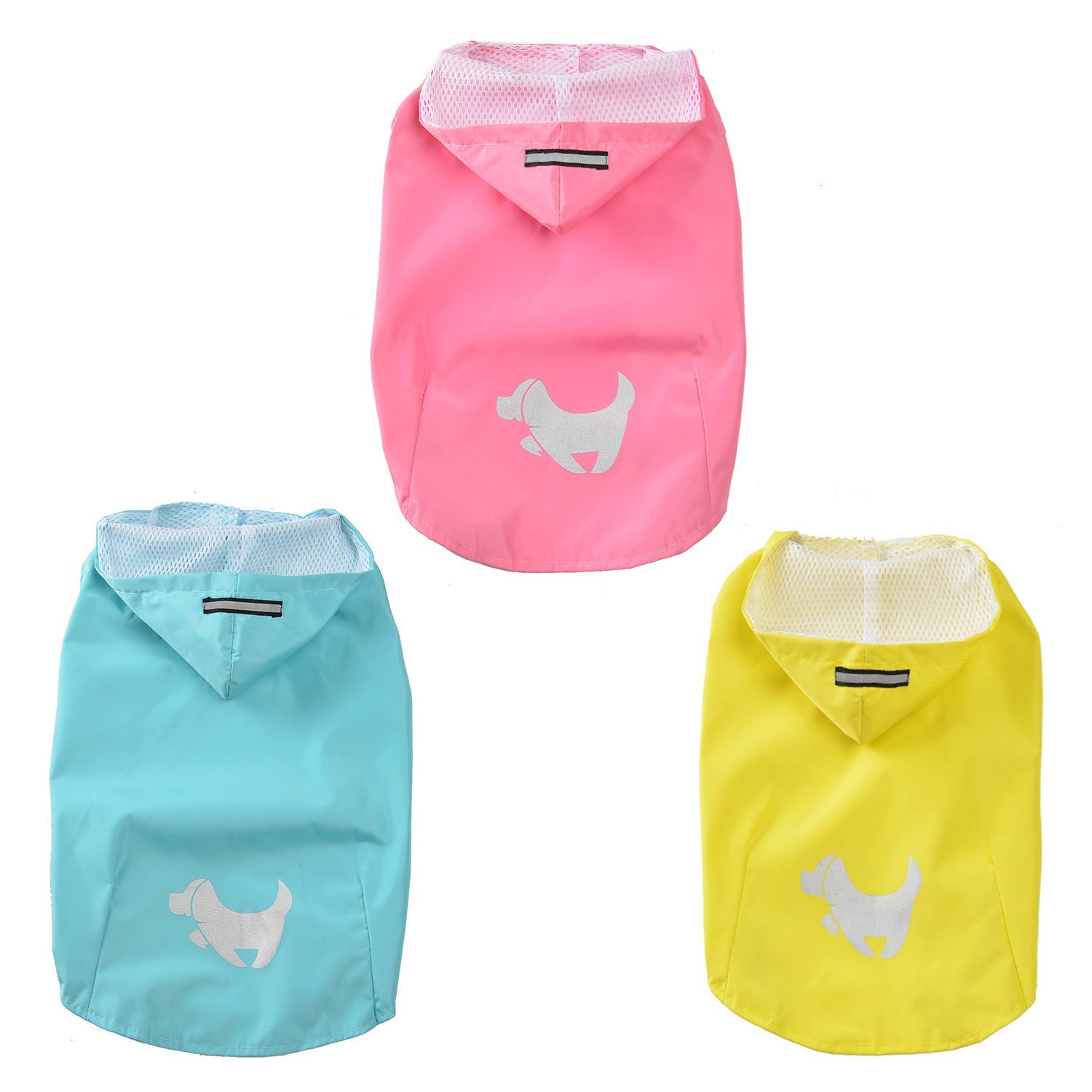 KFX-0723517 Puppy Print Raincoat for Dogs - Waterproof and Lightweight, Available in Yellow, Blue, Pink Sizes S to XL