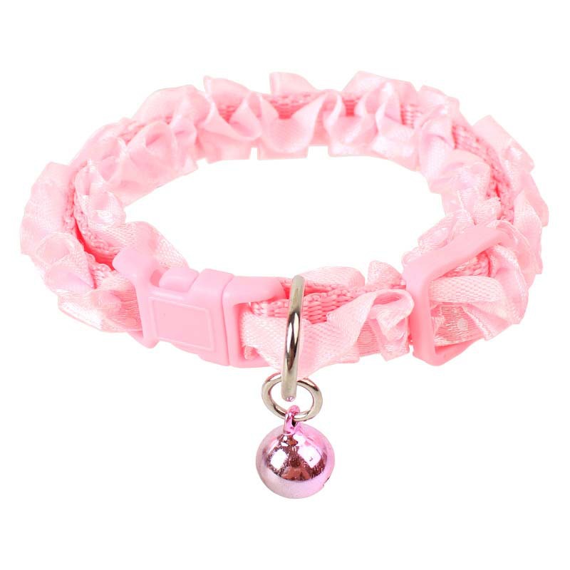 KFX-0723901 Lace Pet Collar Necklace for Cats and Dogs with Bell - Mohair Material, Multiple Color Options
