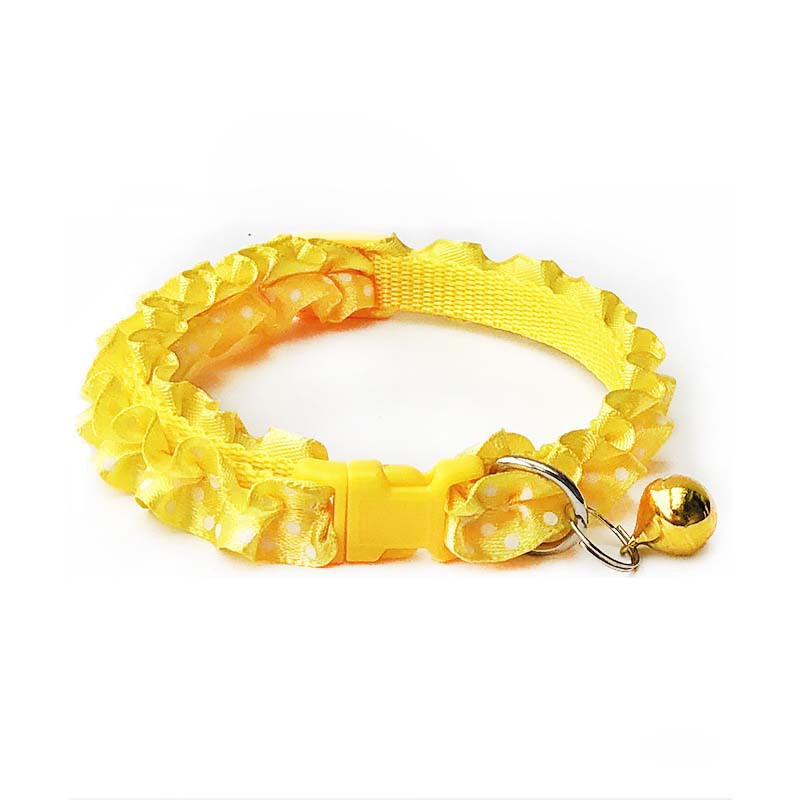 KFX-0723901 Lace Pet Collar Necklace for Cats and Dogs with Bell - Mohair Material, Multiple Color Options