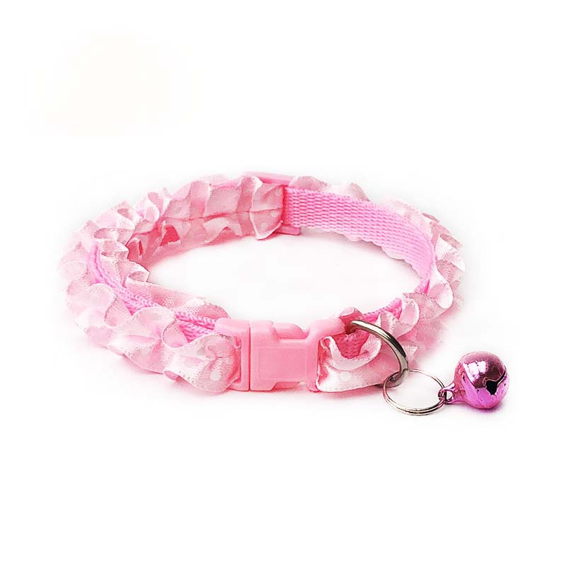 KFX-0723901 Lace Pet Collar Necklace for Cats and Dogs with Bell - Mohair Material, Multiple Color Options