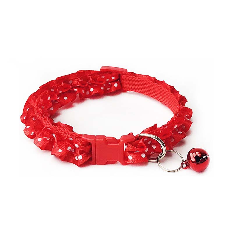 KFX-0723901 Lace Pet Collar Necklace for Cats and Dogs with Bell - Mohair Material, Multiple Color Options
