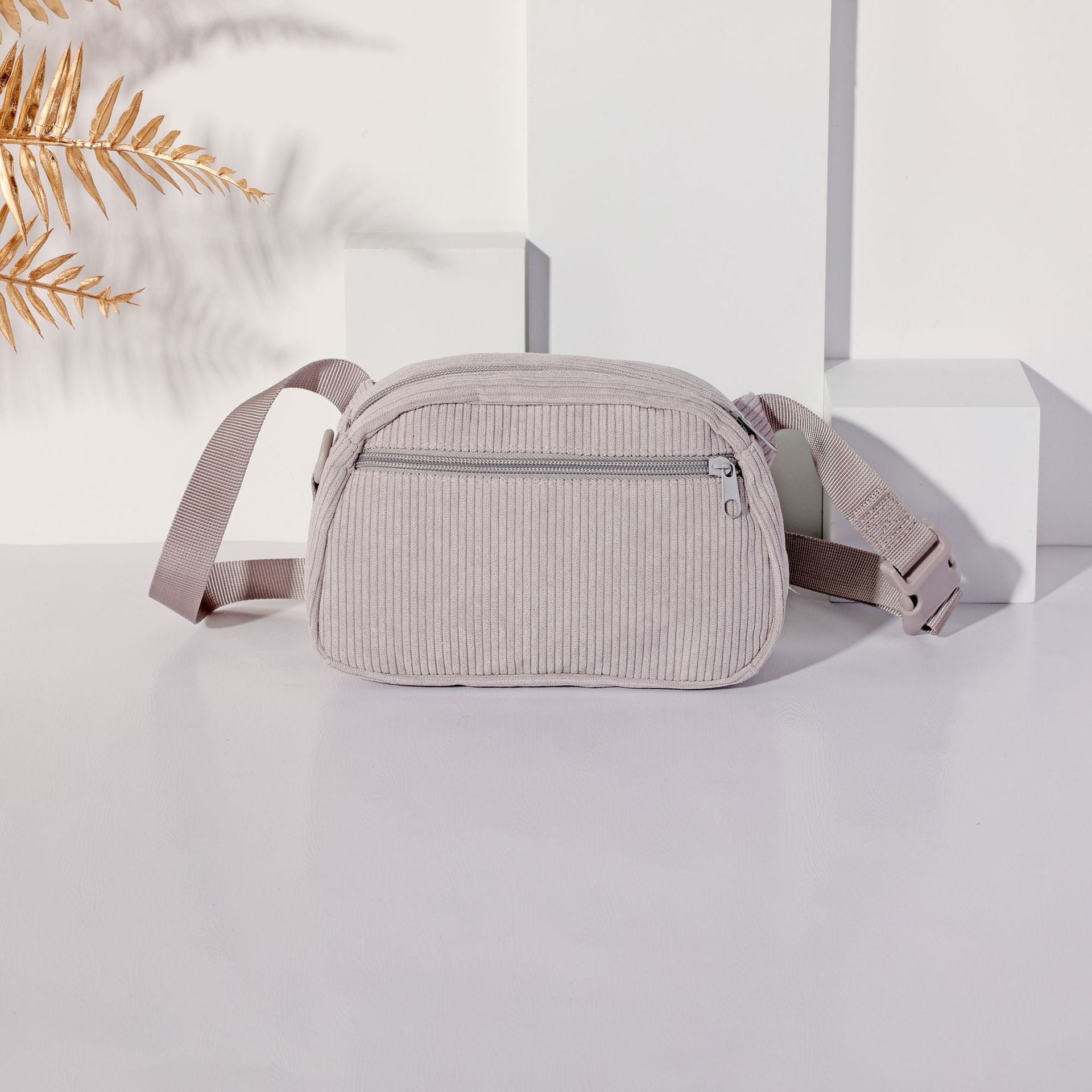 KFX-0725181 Gentleman Gray Corduroy Pet Collar with Chest Strap, Leash, and Mini Schoolbag for Easy Dog Walks