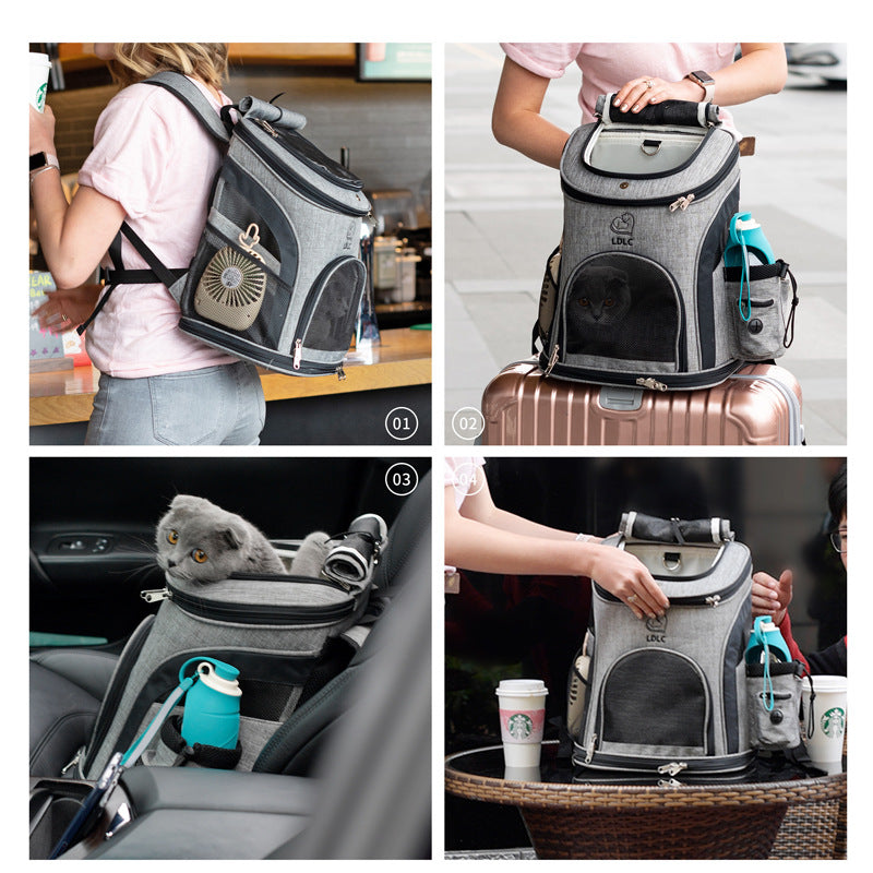 KFX-0728125 Pet Carrier Backpack for Small Pets - Durable Nylon, Breathable, 20kg Capacity - Available in Gray, Green, Orange, Blue