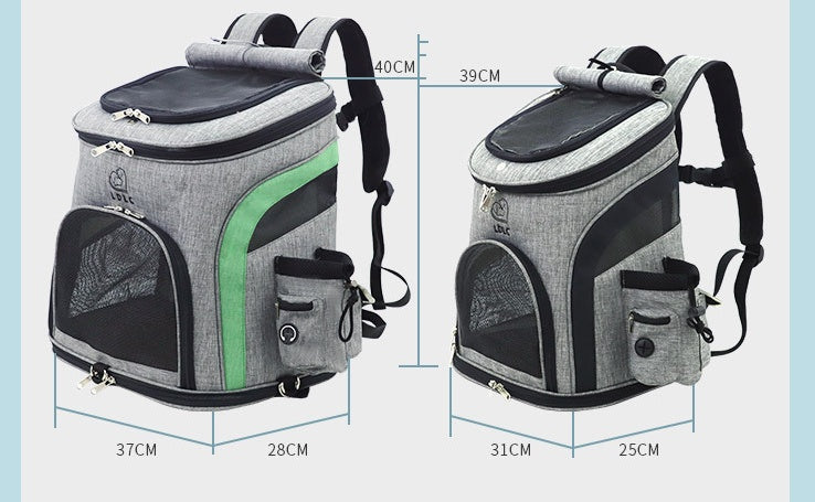 KFX-0728125 Pet Carrier Backpack for Small Pets - Durable Nylon, Breathable, 20kg Capacity - Available in Gray, Green, Orange, Blue