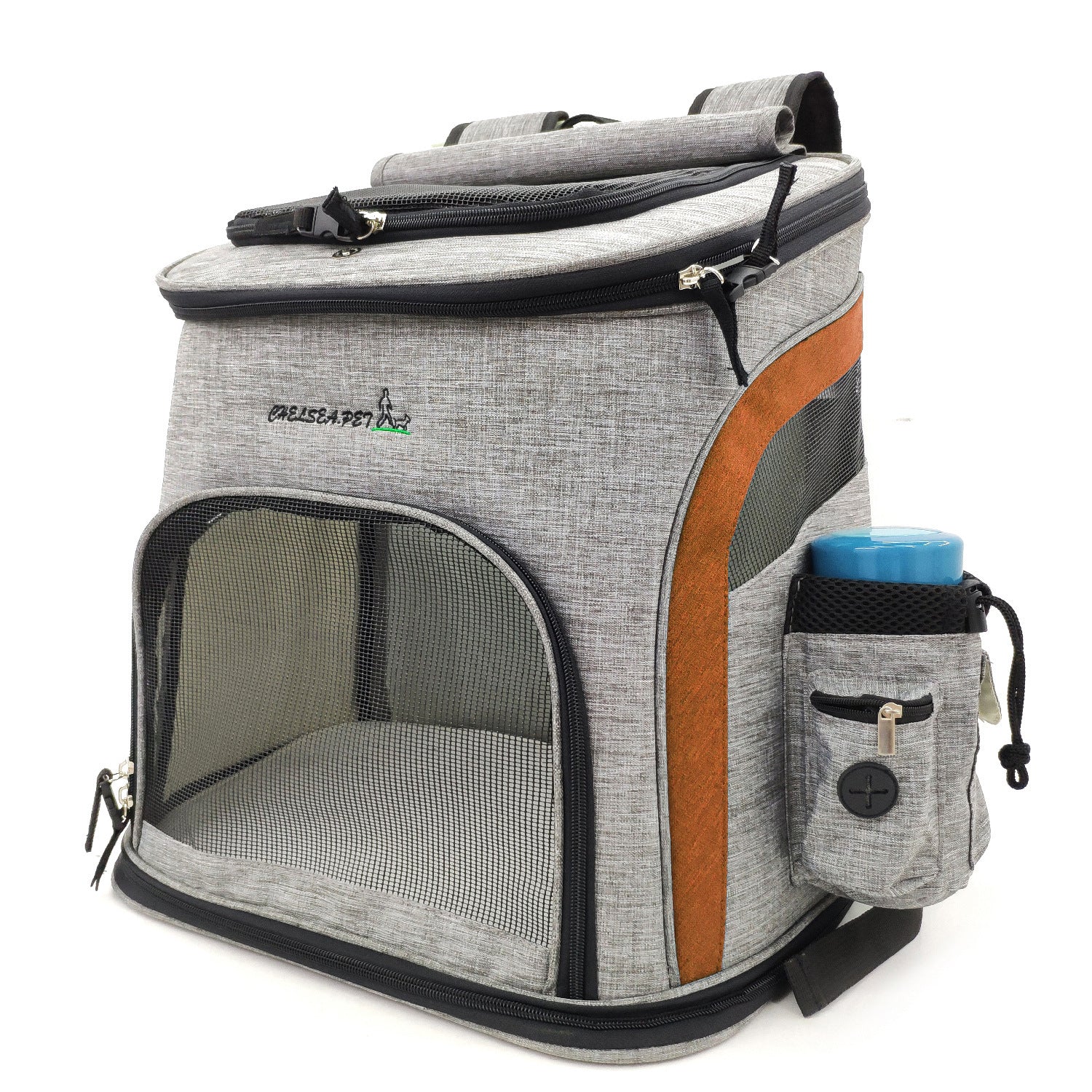 KFX-0728125 Pet Carrier Backpack for Small Pets - Durable Nylon, Breathable, 20kg Capacity - Available in Gray, Green, Orange, Blue