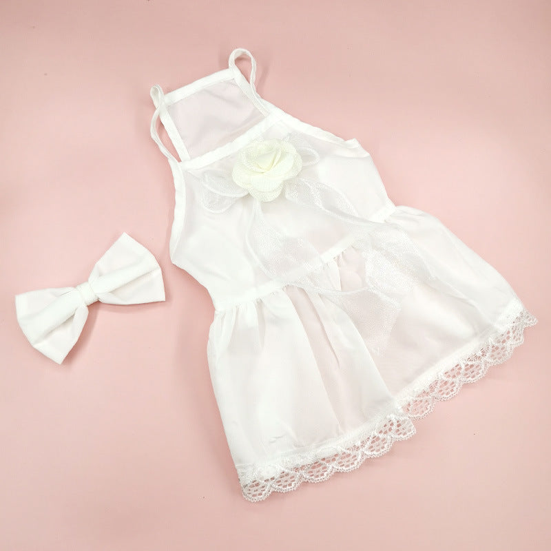 KFX-0730045 Floral Cotton Slip Dress with Mesh Skirt for Pets - Suitable for Cats and Dogs