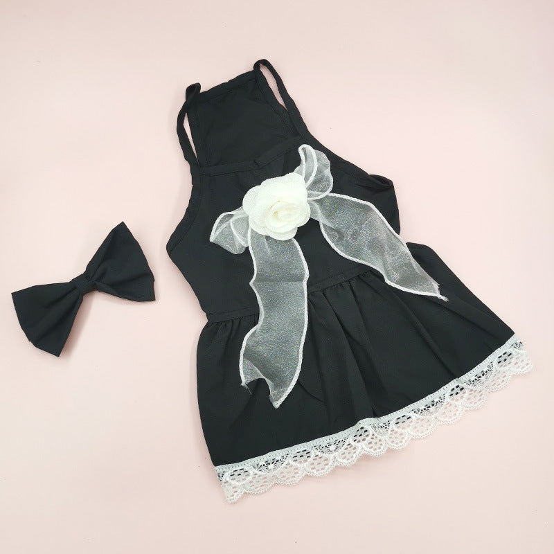 KFX-0730045 Floral Cotton Slip Dress with Mesh Skirt for Pets - Suitable for Cats and Dogs