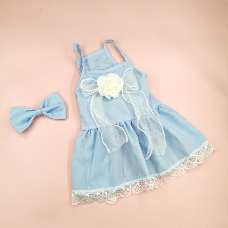 KFX-0730045 Floral Cotton Slip Dress with Mesh Skirt for Pets - Suitable for Cats and Dogs