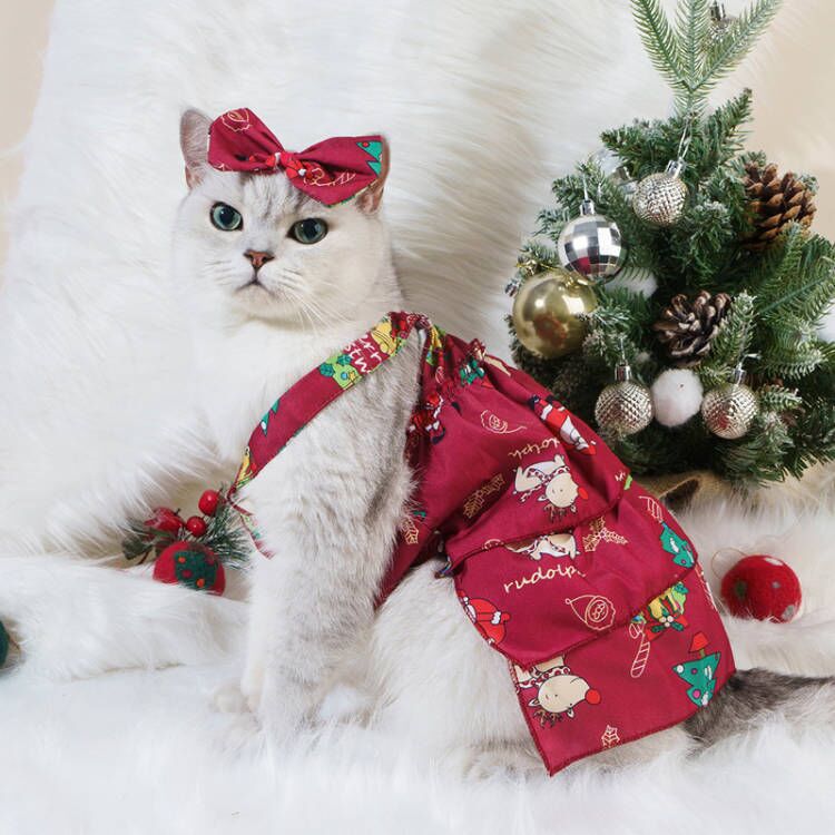 KFX-0730045 Floral Cotton Slip Dress with Mesh Skirt for Pets - Suitable for Cats and Dogs