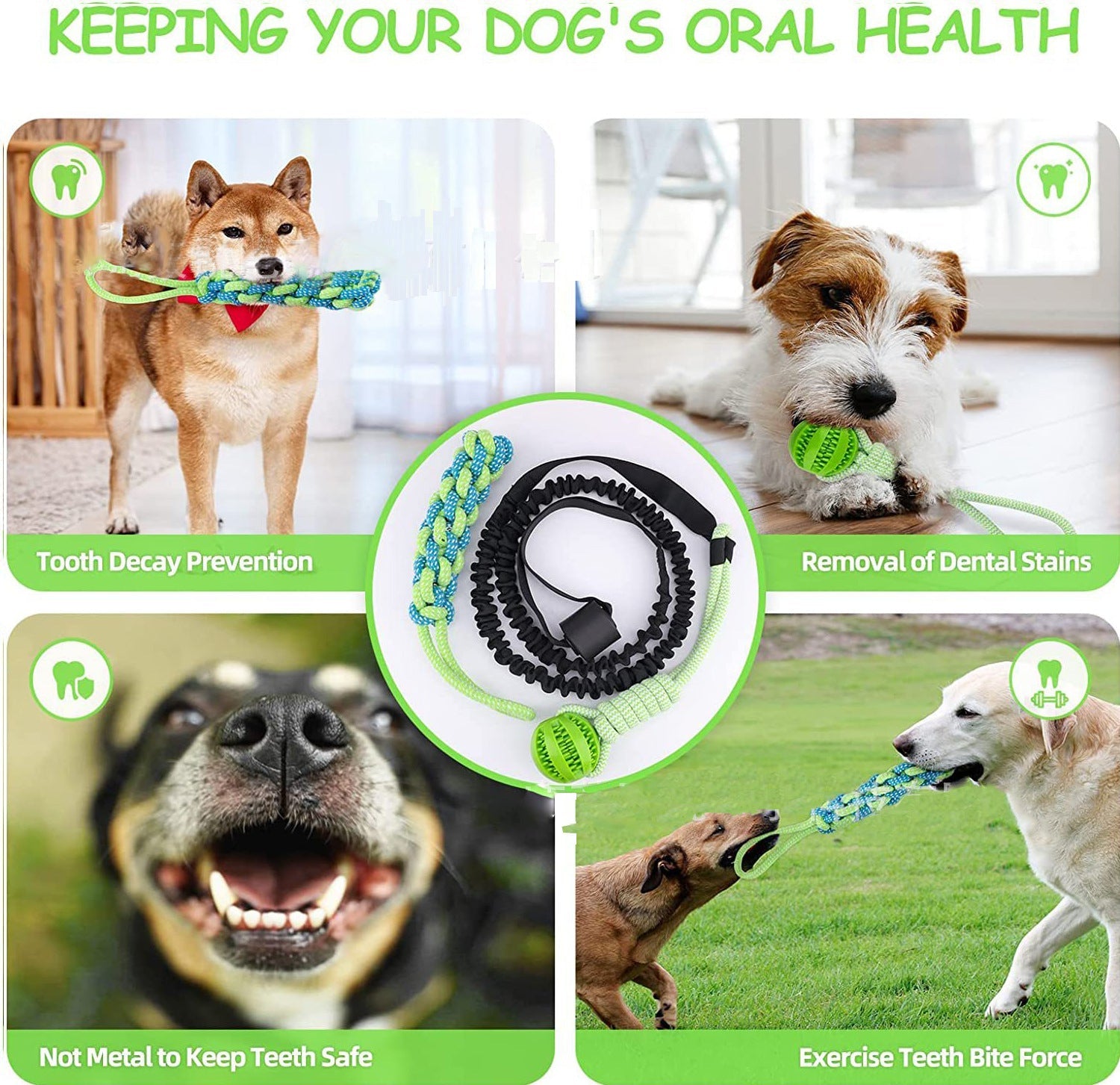 KFX-0730301 Durable Latex Dog Tug of War Rope Toy for Molar Cleaning - 140cm / 240cm Stretch
