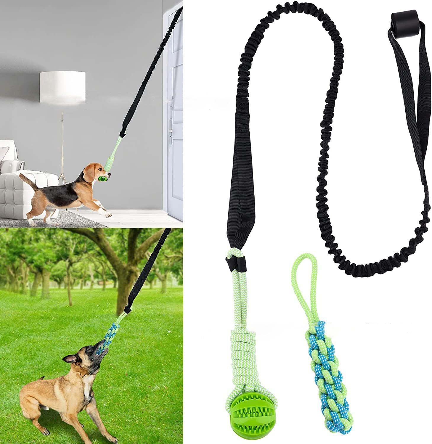KFX-0730301 Durable Latex Dog Tug of War Rope Toy for Molar Cleaning - 140cm / 240cm Stretch