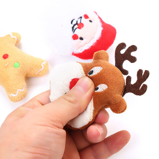KFX-0731325 Christmas Plush Catnip Toys - Santa Claus, Gingerbread Man, and Elk